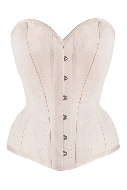 Midnight Madness Pinky Beige Cotton Twill Classic Overbust Waist Trainer With Hip Gores