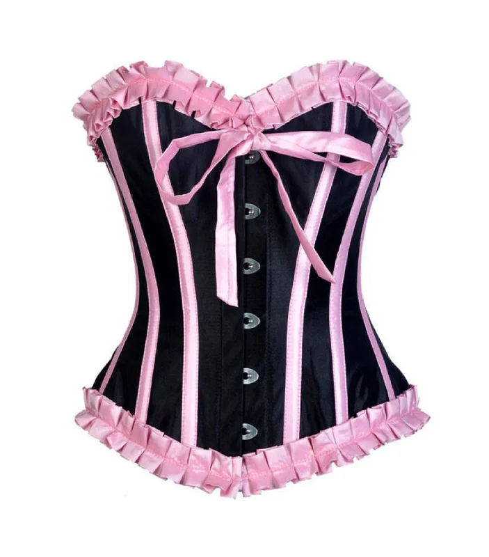 Super Deal Quintella Black Satin Authentic Overbust Corset