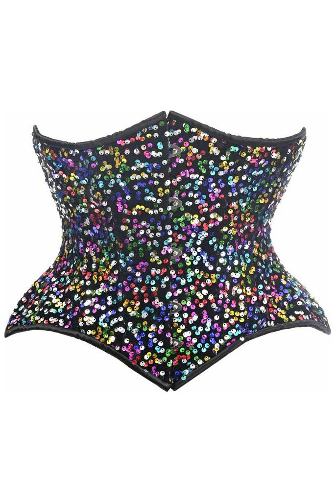 Midnight Sale Rainbow Sequined Curvy Underbust Corset 2-6X