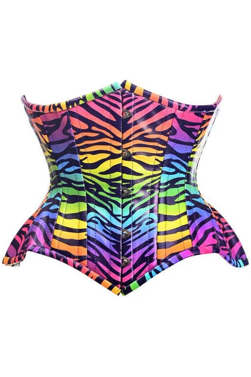 Deep Savings Rainbow Zebra Curvy Cut Underbust Corset