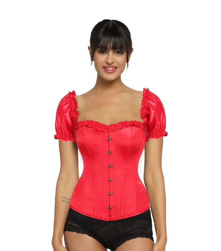 Weekend Flash Sale Red  Satin Overbust Corset