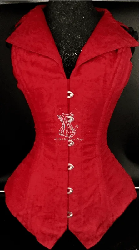 Weekend Discounts Worth Grabbing Ms. Martha Silk Overbust Corsevest - Red