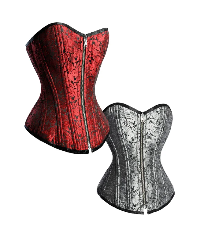 Early Access Red/ Silver Reversible Overbust Waist Training Corset