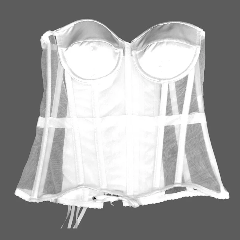 Special Savings Renaissance Overbust Mesh Corset, Vintage Victorian Lace up Corset, Unique Retro Womens Corset