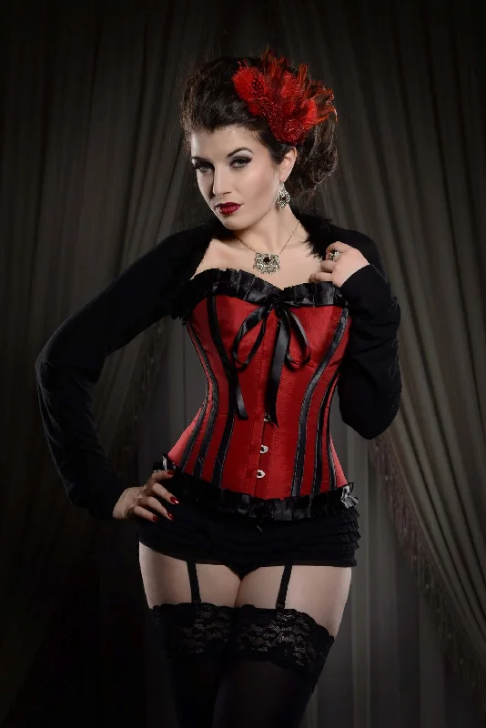 Price Meltdown Playgirl Ruby Red & Black Steel Boned Corset With Ribbon