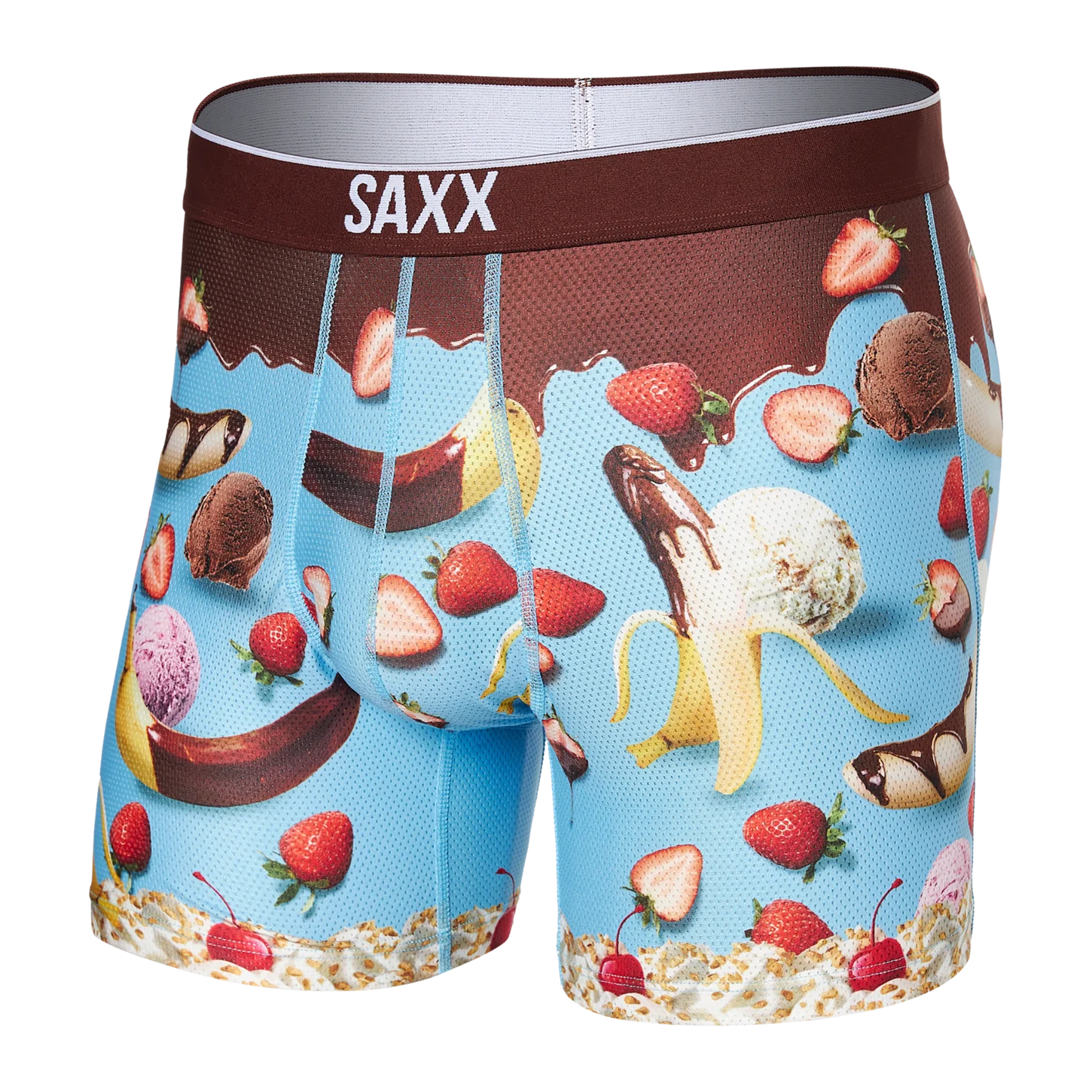 Stock Up SAXX VOLT BREATHABLE MESH Boxer Brief / Two Scoops- Light Blue