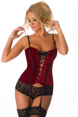 Deal Frenzy Seductive Red Velvet Corset
