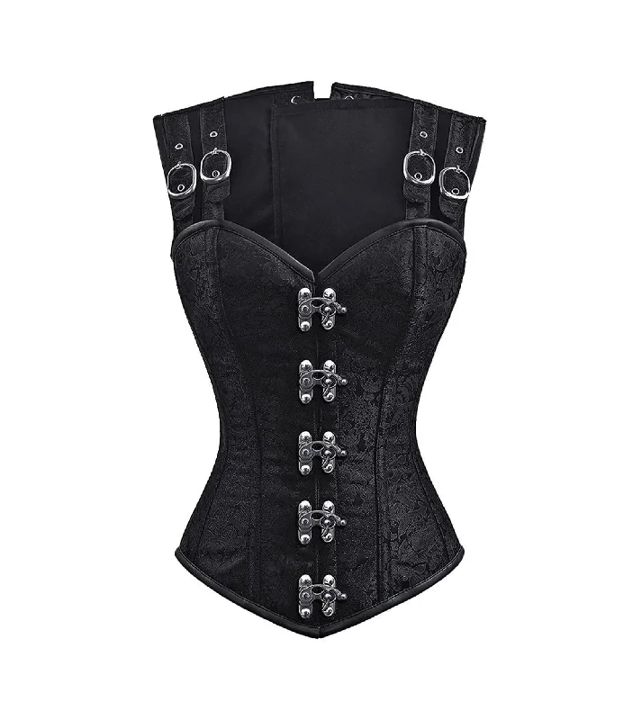 Steals and Deals Black Brocade Waist Reducing  Overbust Corsets
