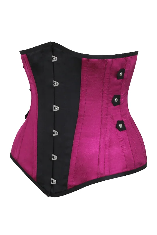 The Best Deal Steampunk Black and Pink Longline Underbust with Side Tabs