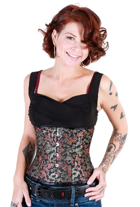Price Cut Playgirl Eve Steel Boned Dragon Brocade Waist Cincher