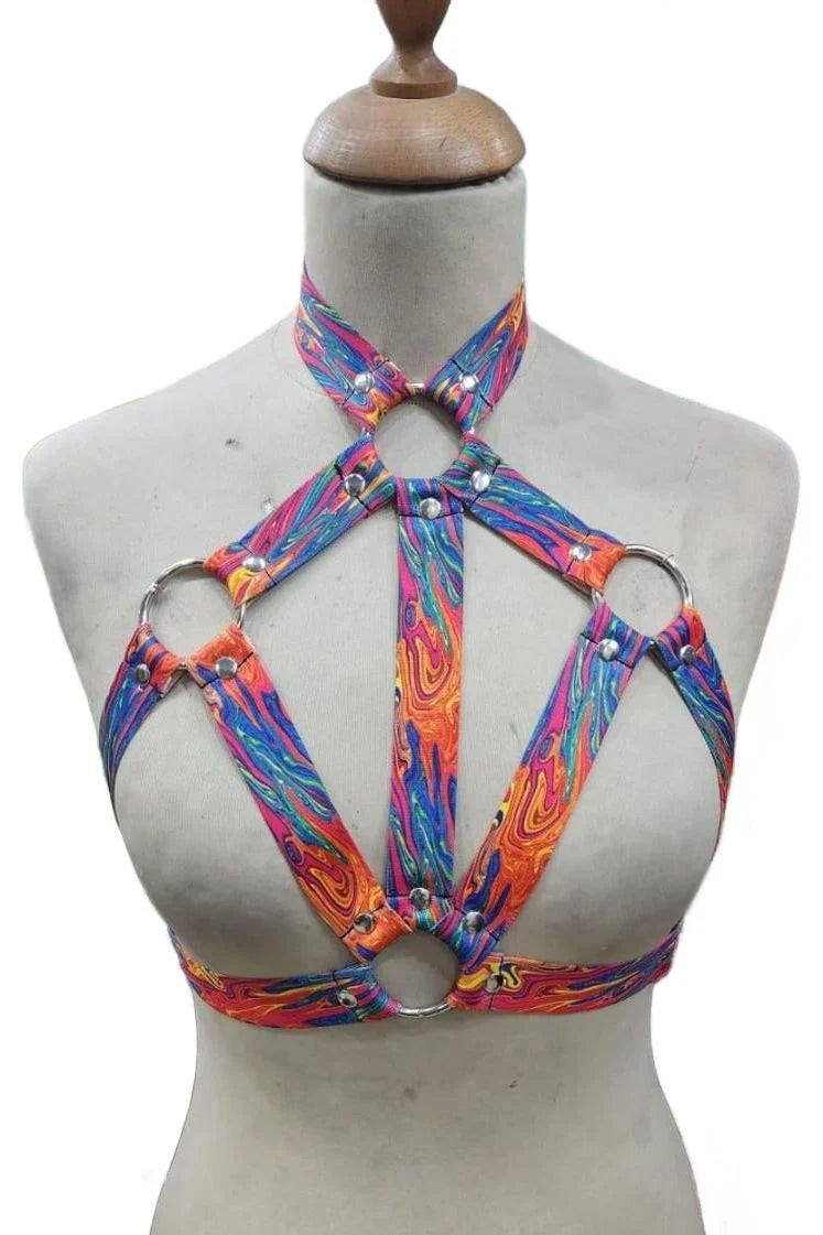 Quick Sale Tie Dye Printed Stretchy Body Harness