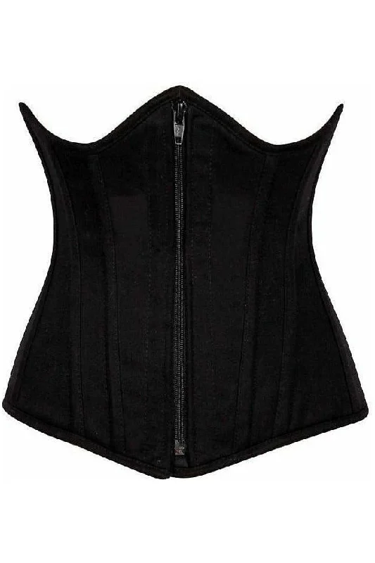 Unbeatable Prices Top Drawer Black Cotton Underbust Steel Boned Corset