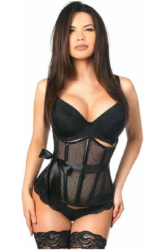 Take Advantage Top Drawer Fishnet & Faux Leather Steel Boned Underbust Corset