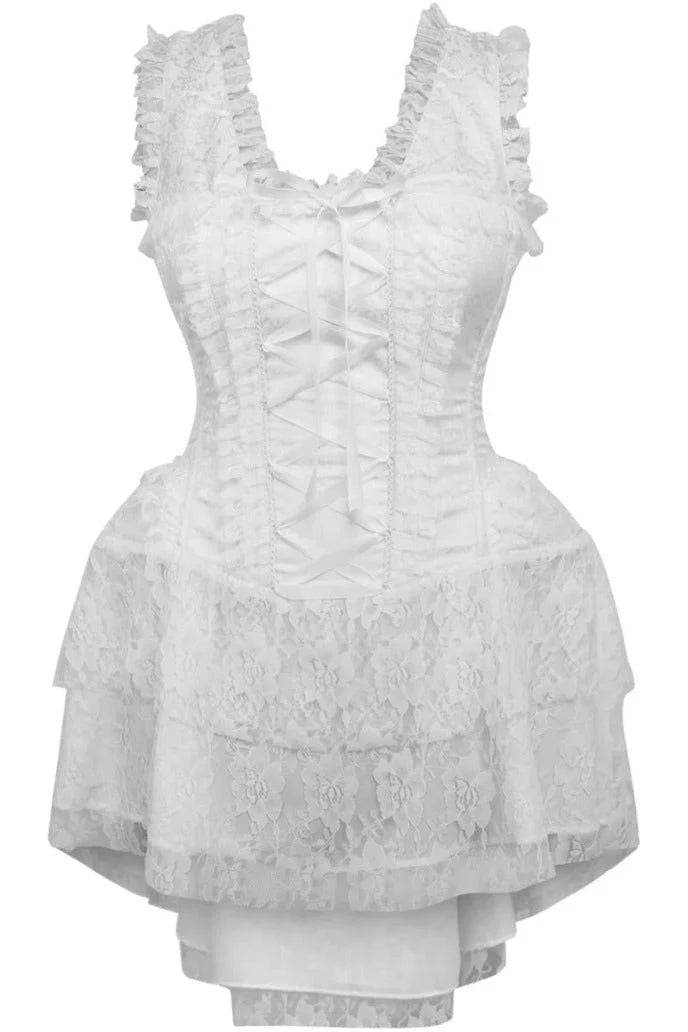 Shop and Save Top Drawer Floral Brocade Victorian Steel Boned Corset Dress
