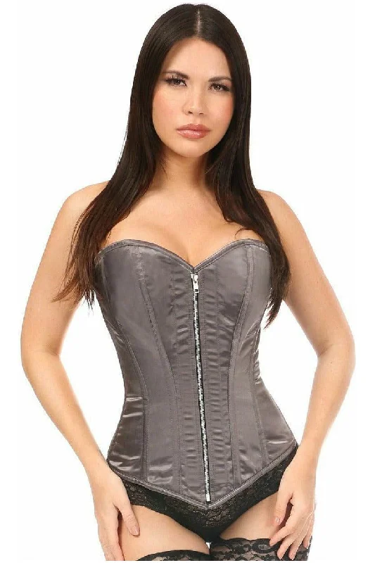 Special Promotion Top Drawer Gunmetal Satin Steel Boned Corset