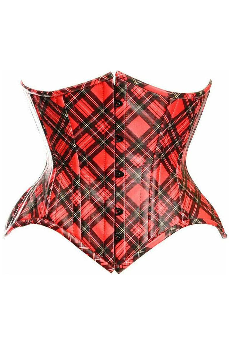 One-Day Only Top Drawer Plaid Faux Leather Underbust Corset