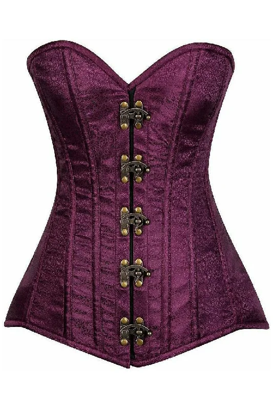 Weekend Bargains to Enjoy Top Drawer Plum Brocade Steel Boned Corset w/Clasp Closure Weekend Bargains to Enjoy Top Drawer Plum Brocade Steel Boned Corset w/Clasp Closure