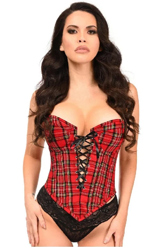 Year-End Sale Top Drawer Red Plaid Steel Boned Lace-Up Bustier