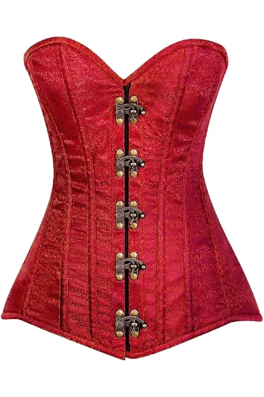 Weekend Specials to Indulge In Top Drawer Wine Brocade Steel Boned Corset w/Clasp Closure Weekend Specials to Indulge In Top Drawer Wine Brocade Steel Boned Corset w/Clasp Closure