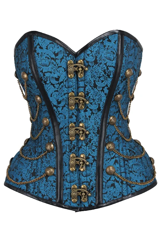Lowest Price Turquoise Steampunk Corset With Chains