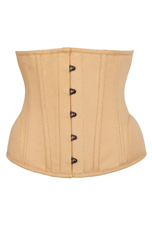 Best Deals Underbust Waist Trainer In Beige Cotton Twill -Curved Hem And Hip Panels Best Deals Underbust Waist Trainer In Beige Cotton Twill -Curved Hem And Hip Panels