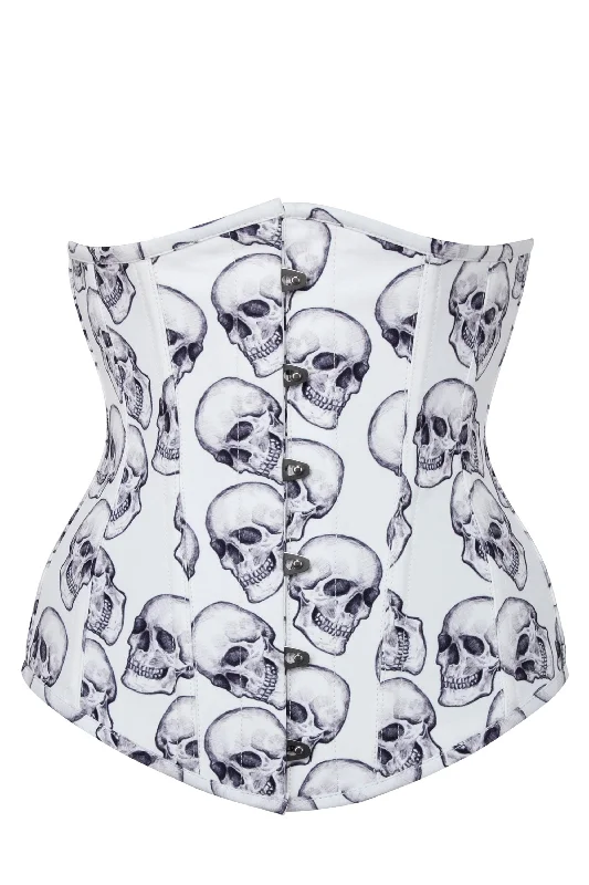 One-DAY Sale White And Grey Skull Gothic Longline Underbust Corset