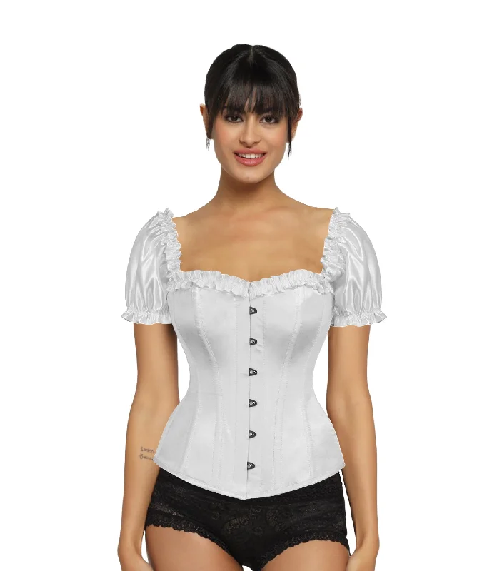 Stock Up and Save White Satin Overbust Corset