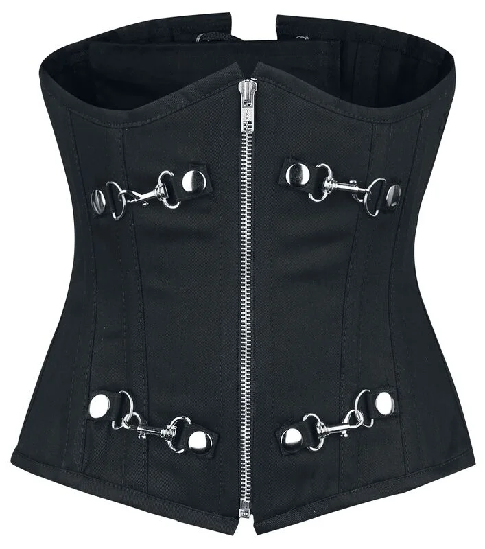 New Arrival Wickenheiser Black Cotton Steel Boned Underbust Corset