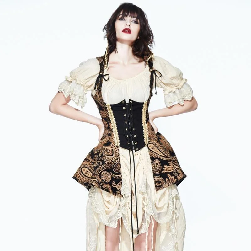 Steals and Deals Women's Gold & Black Printed Corset