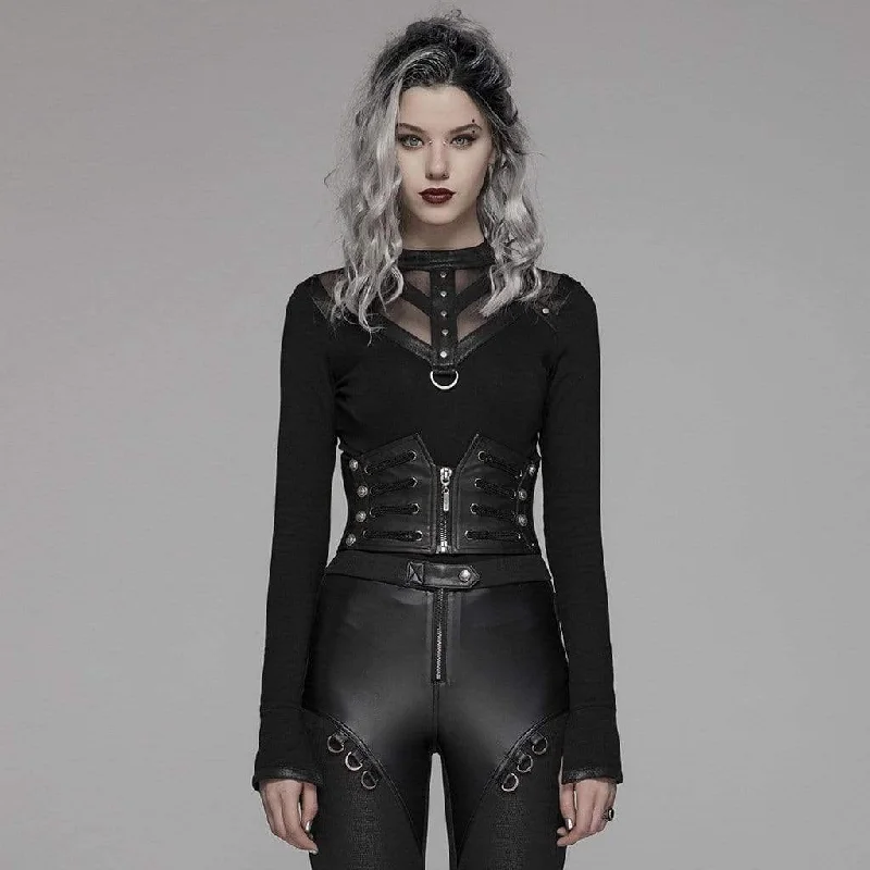 Year-End Clearance Women's Goth Front Zipper Faux Leather Underbust Corsets