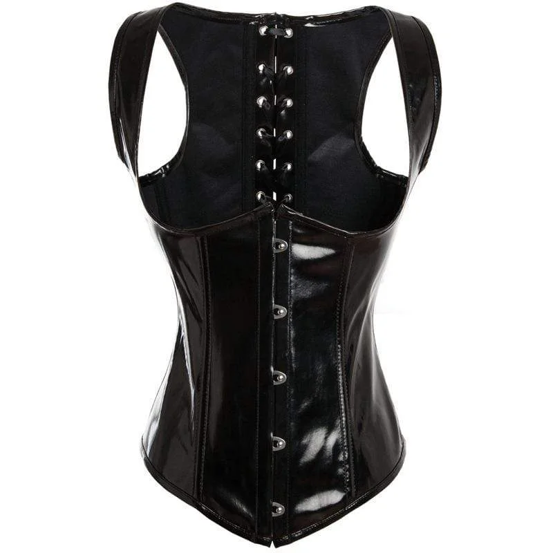 Instant Discount Women's Gothic Faux Leather Underbust Corsets With T-back