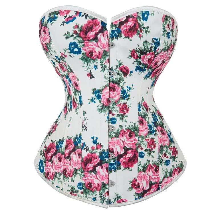 Markdown Madness Women's Gothic Floral Printed Strappy Overbust Corset