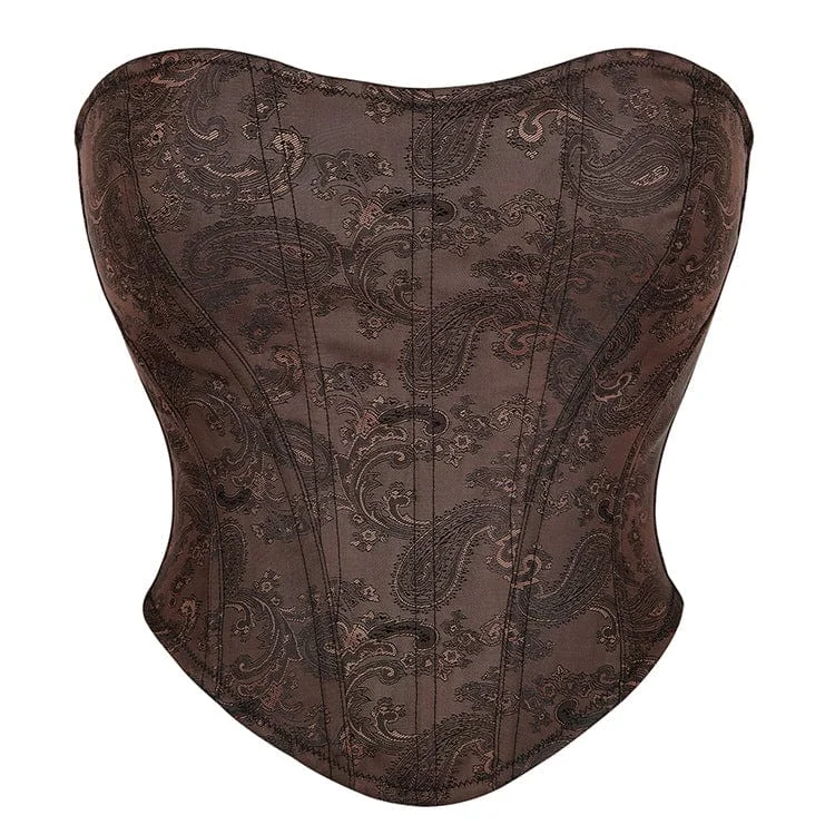 Act Fast Women's Gothic Floral Printed Zipper Overbust Corset