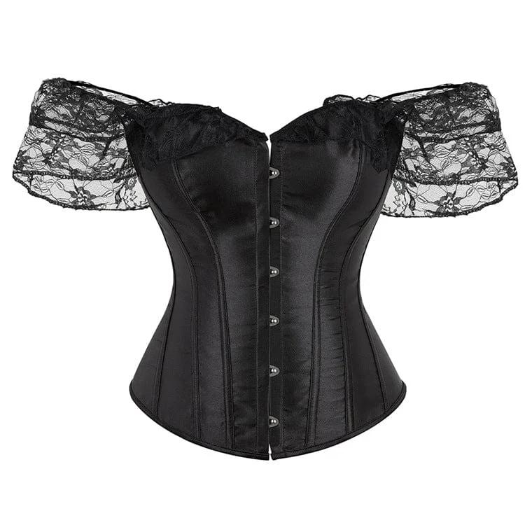 Limited Time Offer Women's Gothic Off Shoulder Lace Splice Overbust Corset