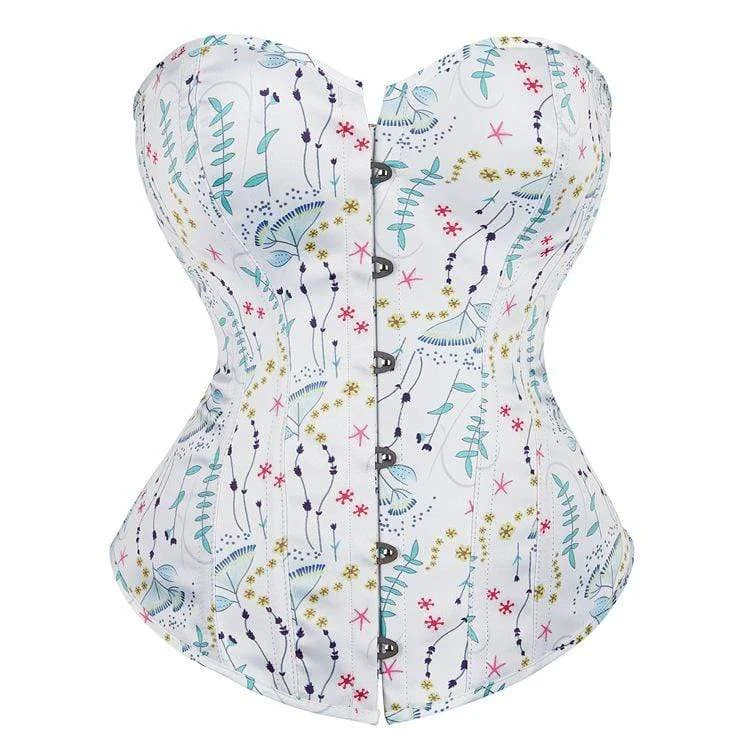 Weekend Flash Sale Women's Gothic Strappy Floral Printed Overbust Corset