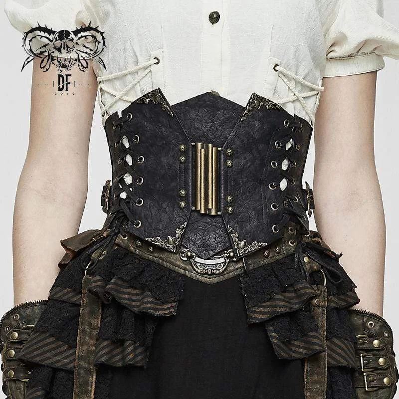 Crazy Savings Women's Punk Floral Lace-up Underbust Corsets