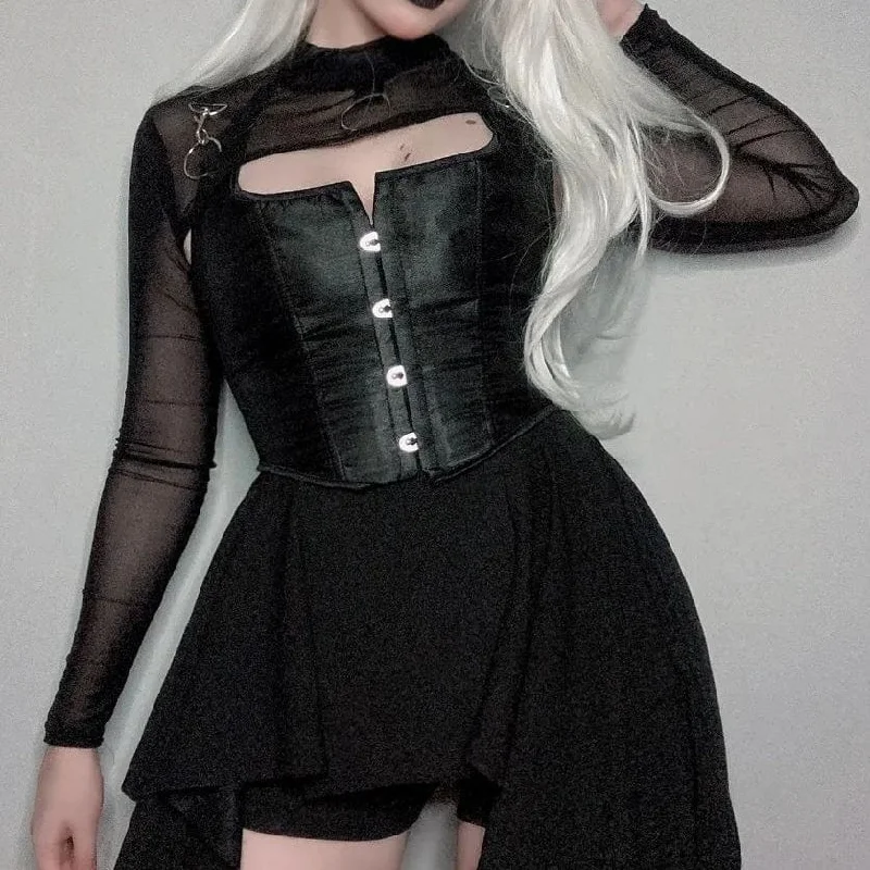 Markdowns Women's Punk Strappy Halterneck Overbust Corset