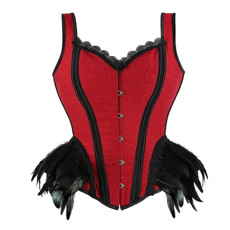 Sale Event Women's Vintage Contrast Color Lace Hem Faux Fun Overbust Corsets