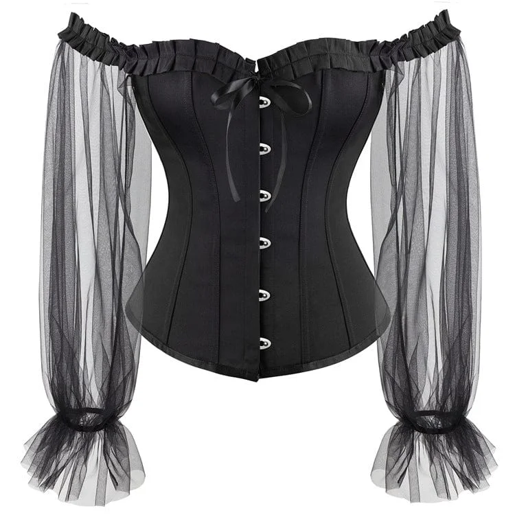 Crazy Deal Women's Vintage Lace Mesh Sleeve Overbust Corsets