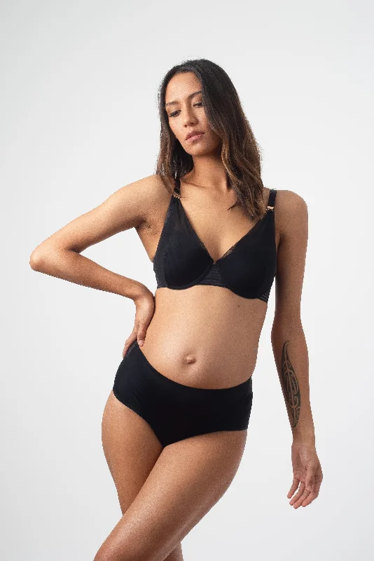 The Best Deal AMBITION PLUNGE BLACK CONTOUR NURSING BRA - FLEXI UNDERWIRE