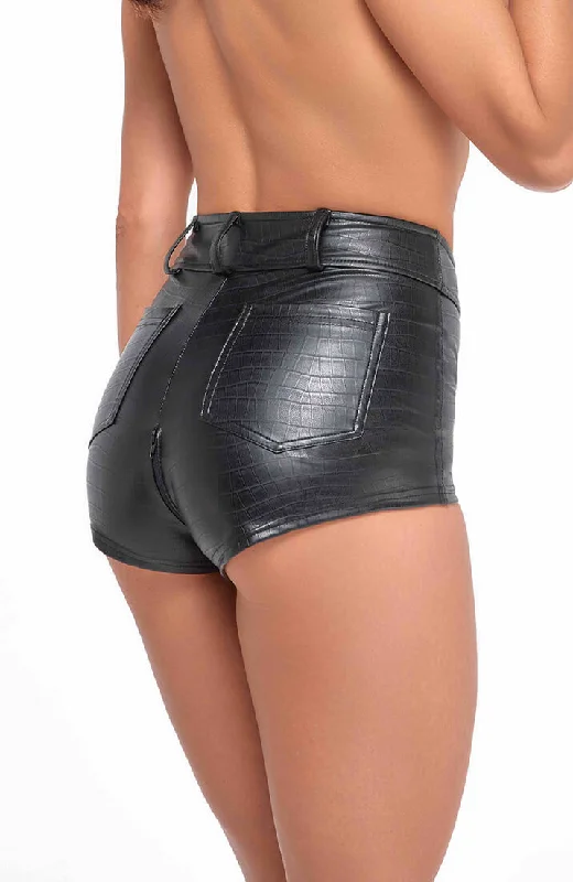 New Markdowns Wet look X Crocodile Mini Short - I'm THAT Girl