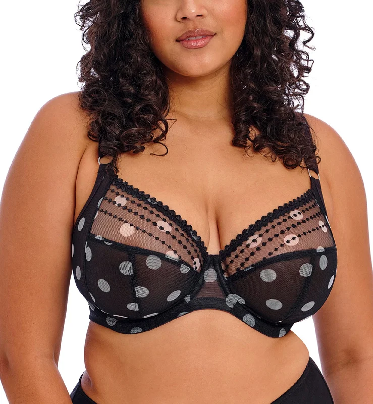New Arrival Elomi Matilda Banded Plunge Underwire Bra (8900) - Black Dot