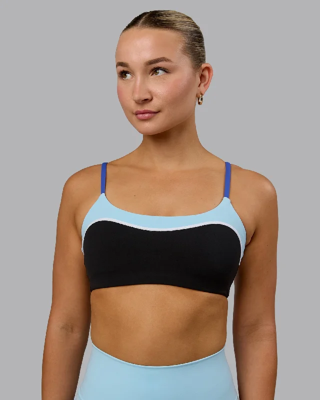 Time-Sensitive Embrace Sports Bra - Black-Glacial Blue