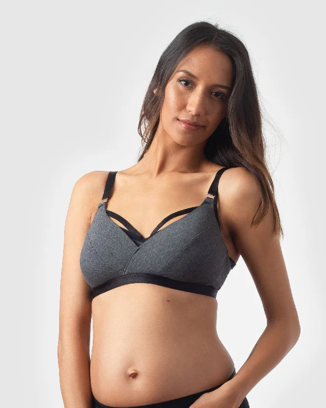 Deal Zone ESCAPIST GREY COTTON WRAP NURSING BRA
