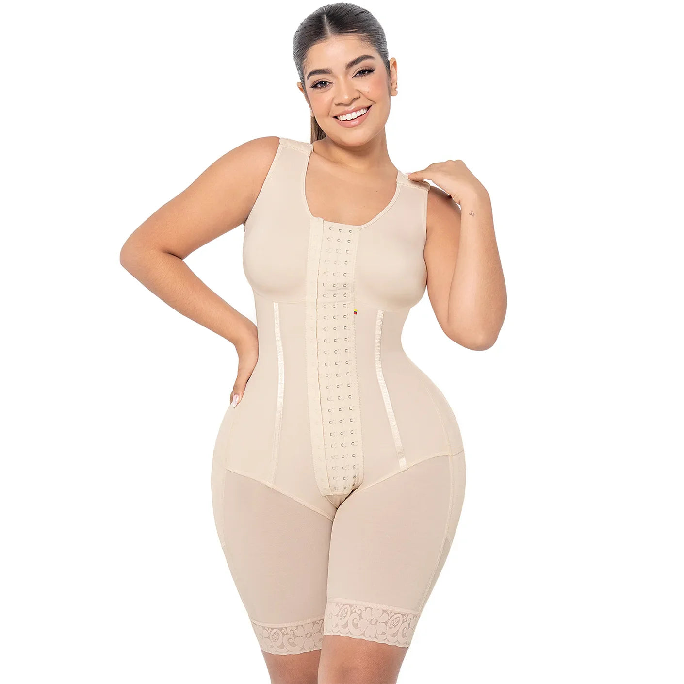 Tummy Control Shapewear Bodysuit Mid Thigh w/ Built-in Bra Fajas Colombianas MARIAE RXC633V