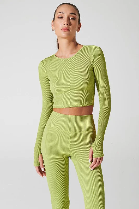 Massive Deals Fendy Long Sleeve Top - Green Smoke