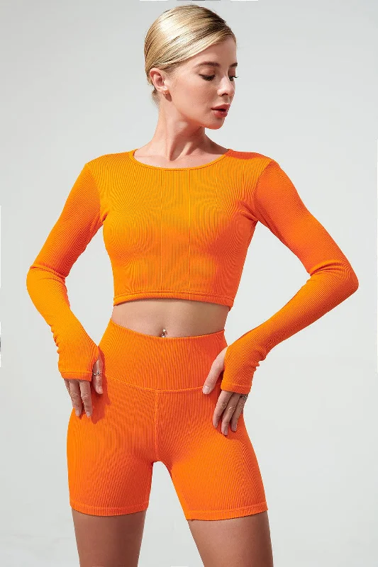 Deal of the Day Fendy Long Sleeve Top - Tangerine