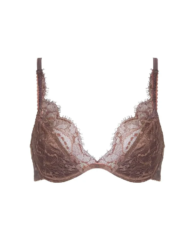 Weekend Savings Bonanza Mink Lace Padded Plunge Bra