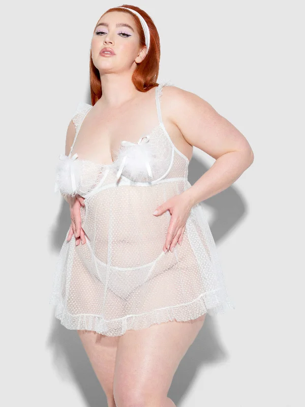 Best Deals Ella Dot Mesh Open Cup Babydoll Set