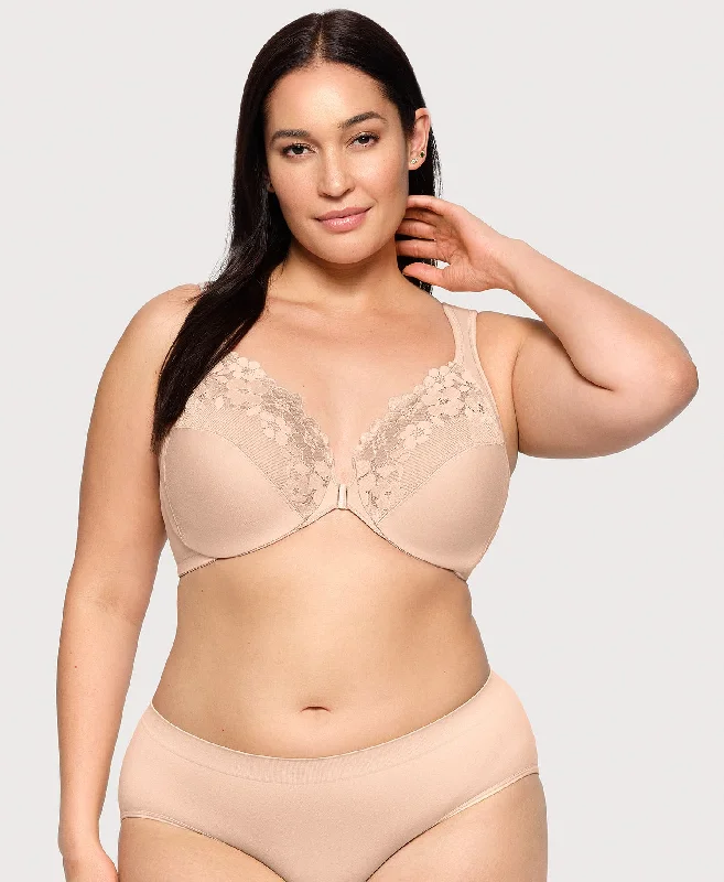 Lowest Rates Front-Closure Cotton WonderWire Bra Cafe